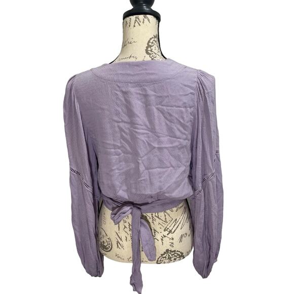 Free People Tops Rayon Light Purple Dream Girl Wrap Blouse Size XS Boho - Picture 5 of 9